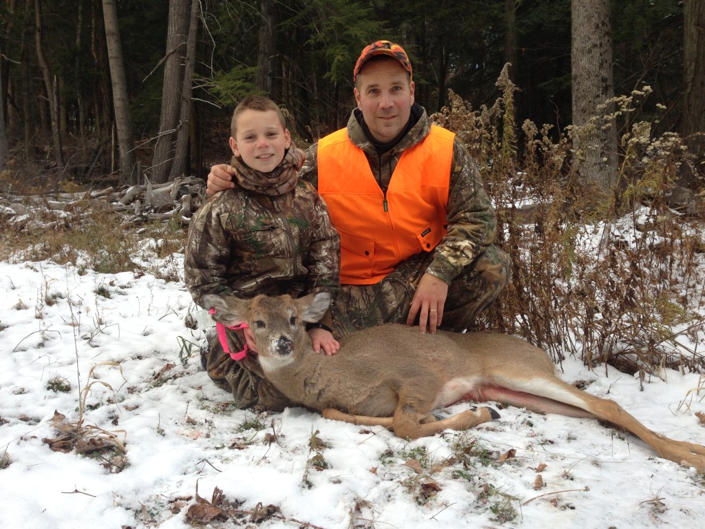 Sebastian and Anthony made a great 30 yard stalk up behind a big rock. Anthony used the rock as a shooting platform and made a perfect broadside heart shot to fill his antlerless permit.